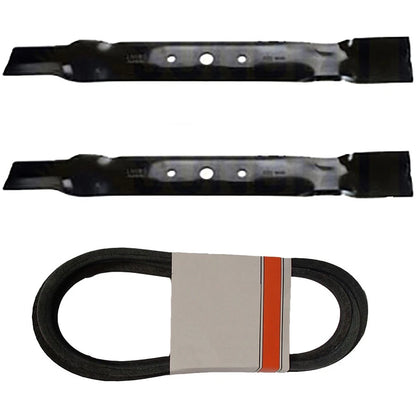 Set of 2 Mower Blades & Belt for John Deere