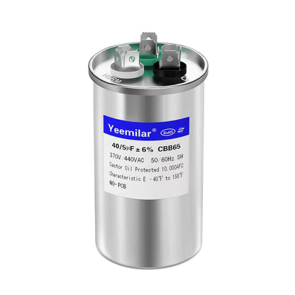 40+5 uF Dual Run Round Capacitor for AC Units (370V/440V)