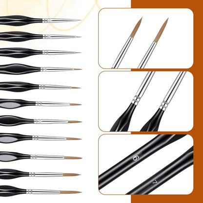 11 Pcs Detail Painting Brush Set for Miniature Models (Micro 19 mm)
