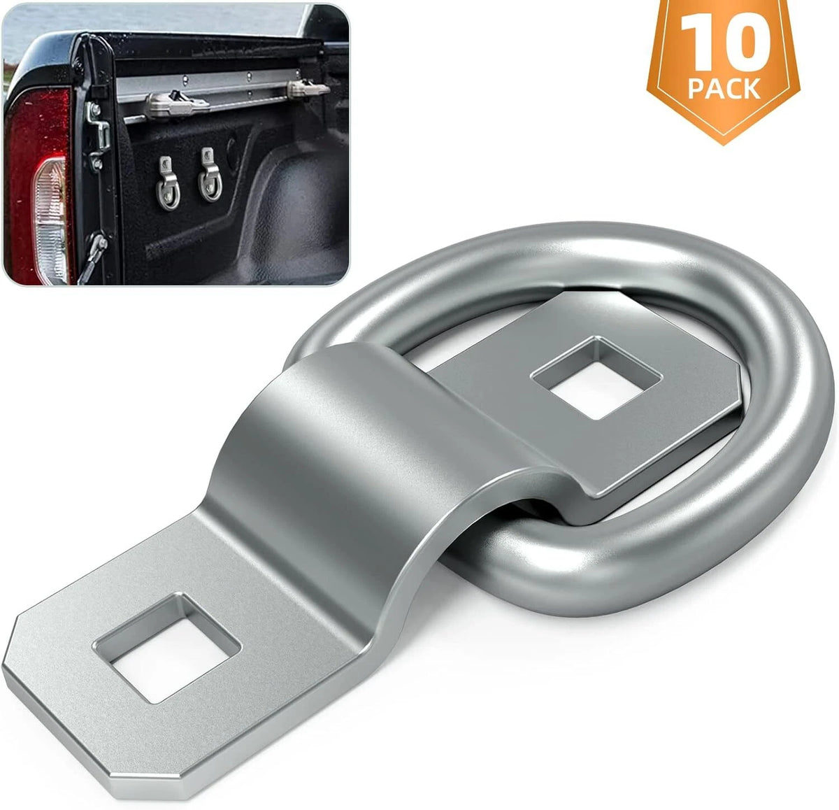 10X 3/8" D-Rings Heavy Duty Tie Down Anchors for Trucks (6000 lb Capacity)