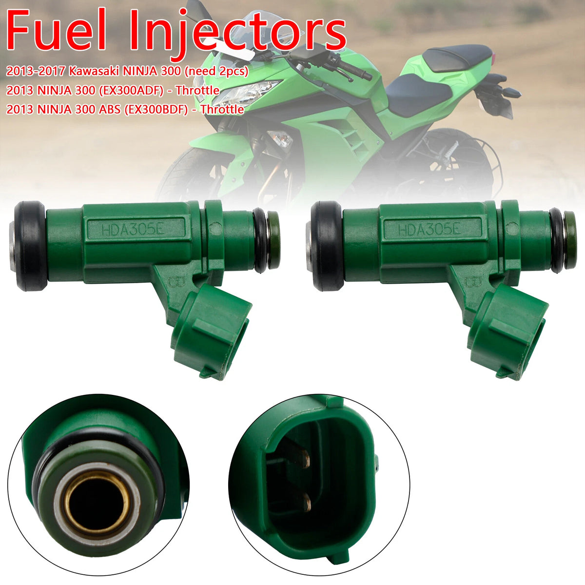 2X Fuel Injector M586-A099-2PCS for Kawasaki Versys-X 300 (2017–2022) Ninja 300 (2013–2017)