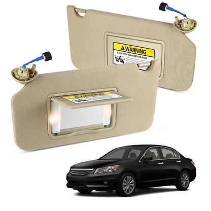 Sun Visor Replacement Set for Honda Accord (2008–2017) Left Right Beige Mirror