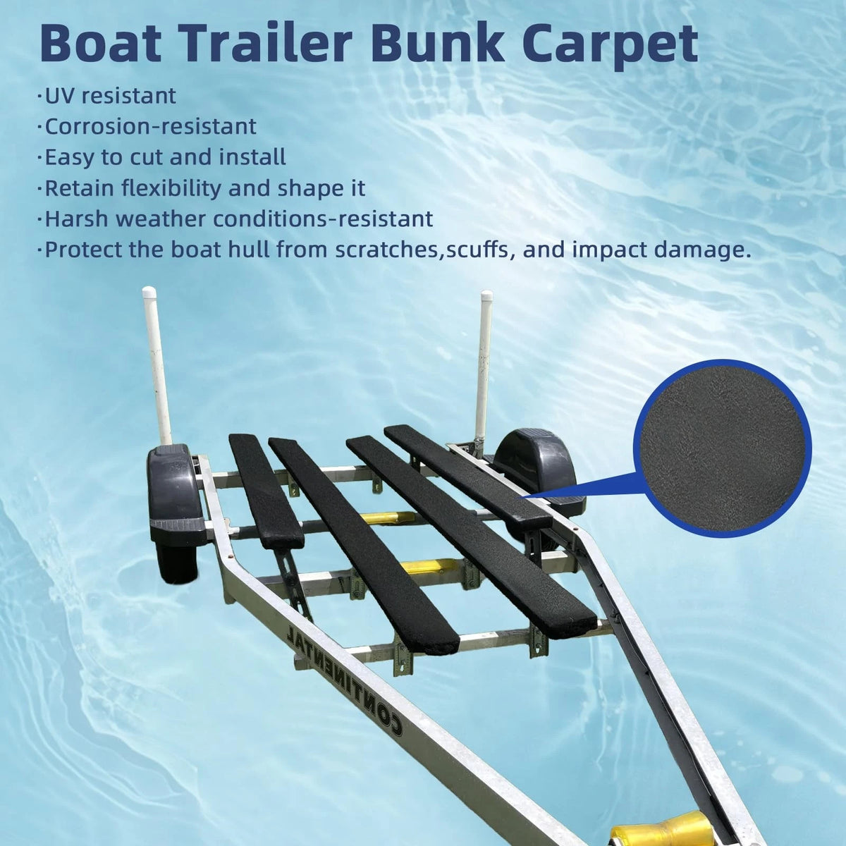 12" Wide Boat Trailer Bunk Carpet 13ft, Marine Black
