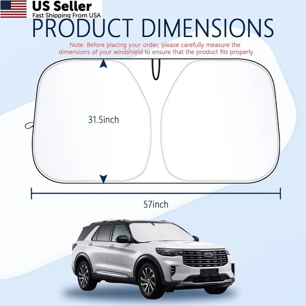 300T Thickened Automotive Glass Sunshade for Universal Fit (57.08 × 31.5 inch)