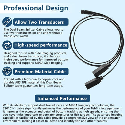 9-Pin Dual Beam Splitter Cable for Humminbird 720101-1