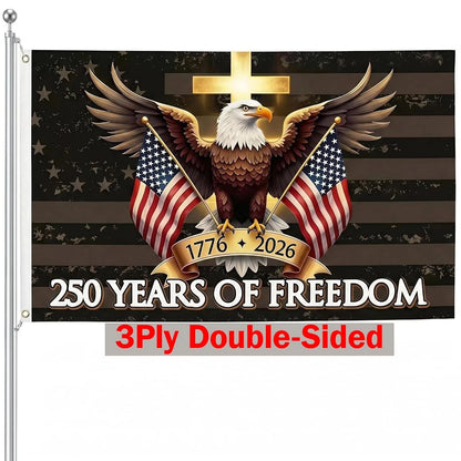 3x5 Ft Double Sided USA Flag - 250 Years of Freedom