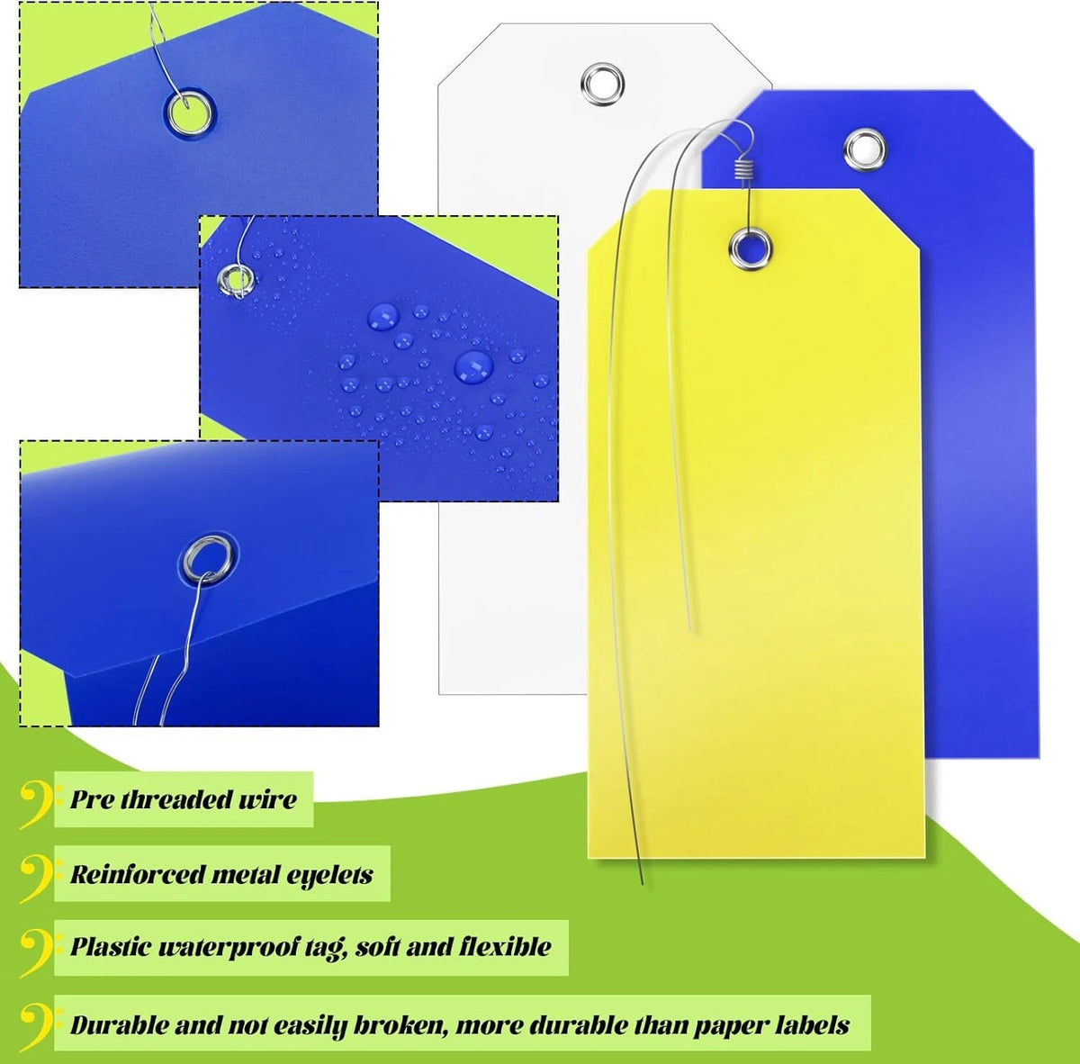 Set of 100 Plastic Shipping Tags with Wire, Waterproof, 20230404001