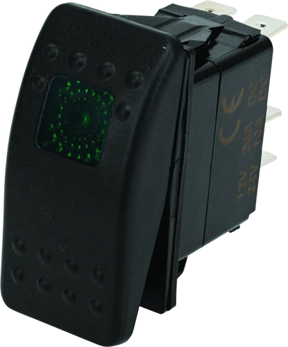 Lighted Rocker Switch for Universal Applications (On/Off, Green Lite)