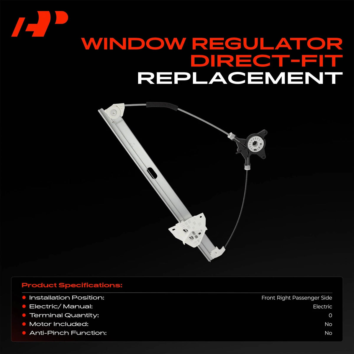 Front Passenger Side Power Window Regulator for Mazda 3 (2004–2009) BP4K-58-590, BP4K-58-590A, 749-051