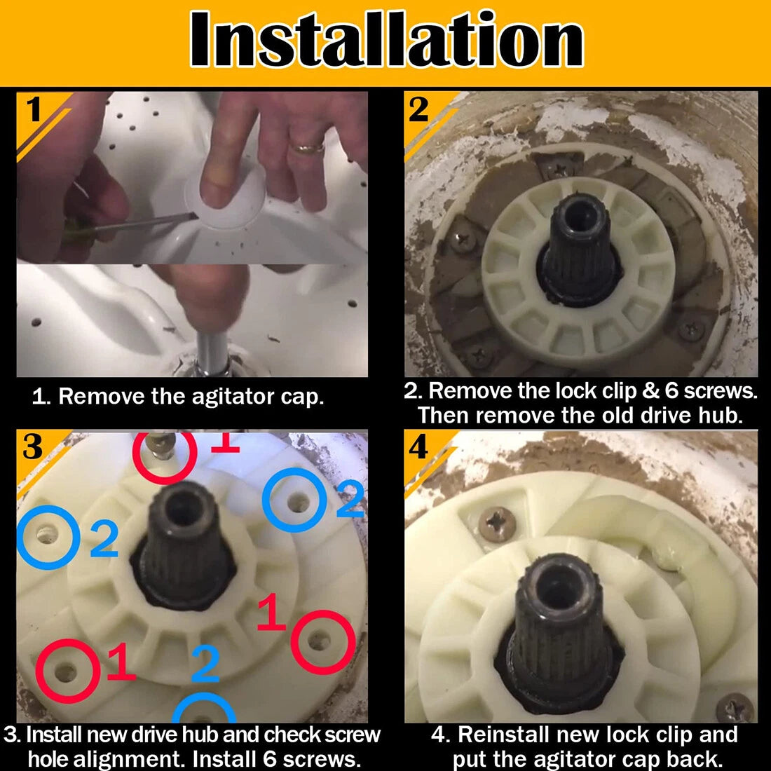 2X Washer Basket Driven Hub Kit for Whirlpool (W10528947)