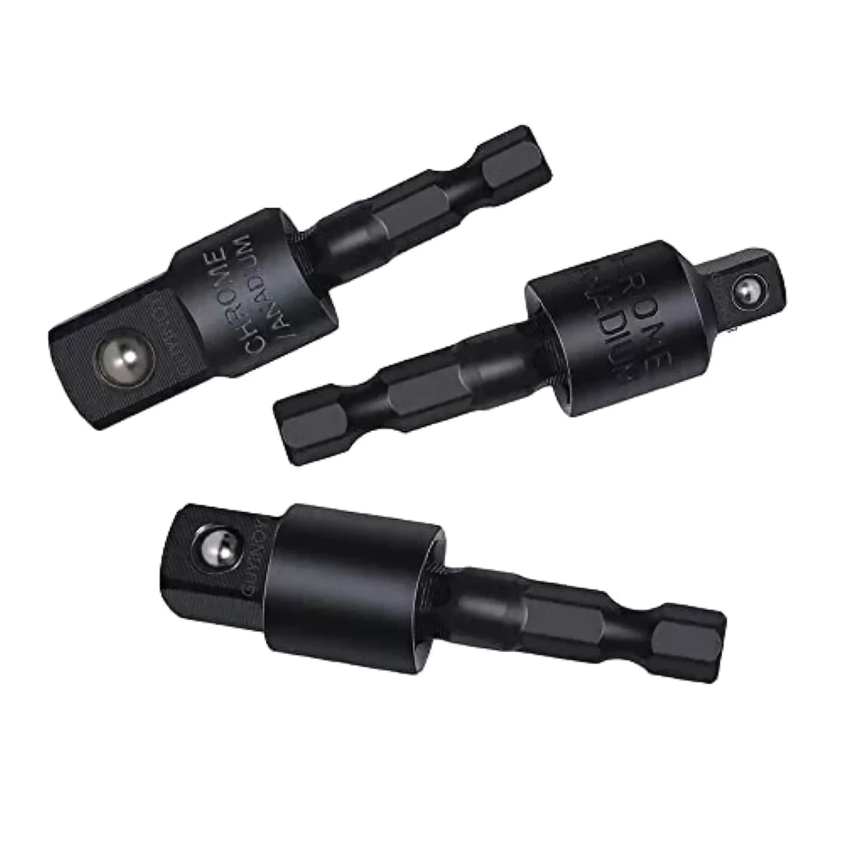 3pcs 360 Degree 1/4in Hex Shank Extension Socket Adapter for Automotive