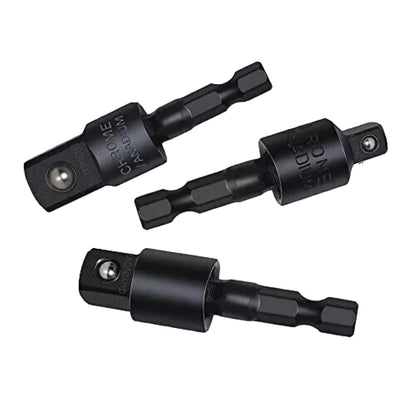 3pcs 360 Degree 1/4in Hex Shank Extension Socket Adapter for Automotive