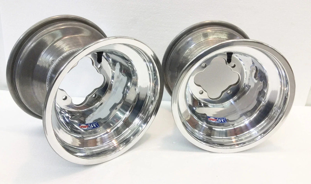 Pair of DWT Polished A5 Rolled Lip ATV Rear Wheels for Honda TRX 250R 450R (1986–2006)