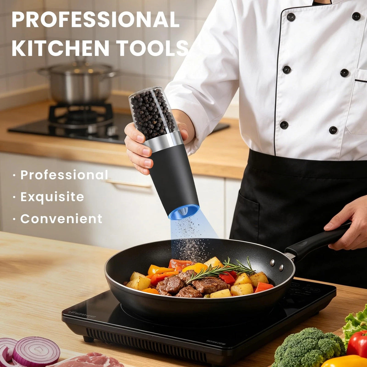 Electric Salt and Pepper Grinder Set for Kitchen (Battery Operated)