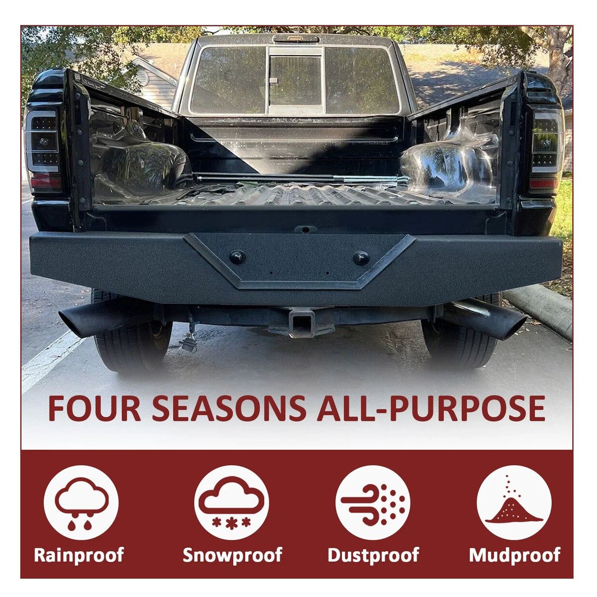Rear Bumper for Ford Ranger Pickup (1993–2011) Black Powder Coated Steel