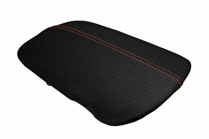 Console Lid Armrest Cover for Ford Mustang (2015–2020) Carbon Fiber Red Stitch