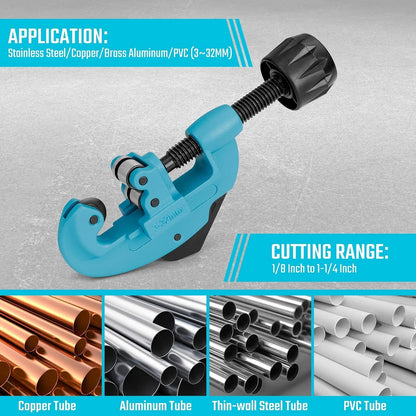 Tubing Cutter for Copper, Aluminum, Brass, Plastic (1/8"-1-1/4")