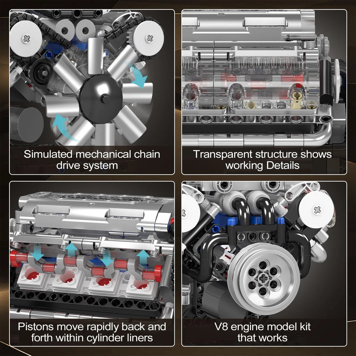 Mould King 10088 V8 Engine Model Kit for Mini Engine Building (535 Pcs)
