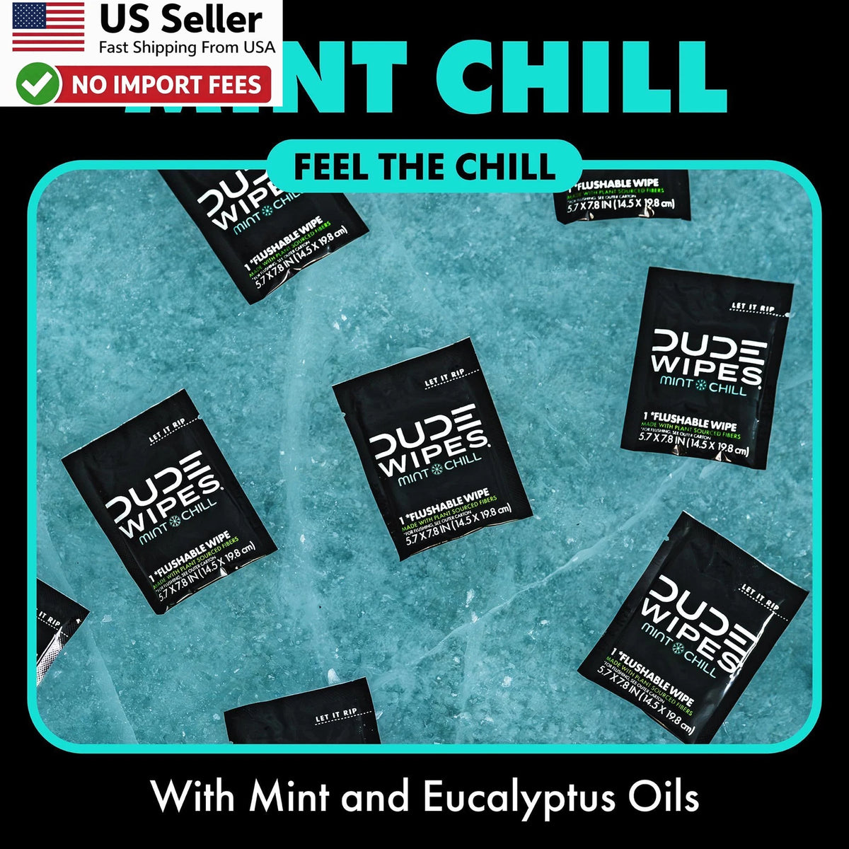 30 Count Travel Wipes for DUDE Wipes Mint Chill