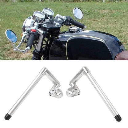 33MM Cafe Racer Bars for Universal Clip-On Handlebar (7/8") Silver