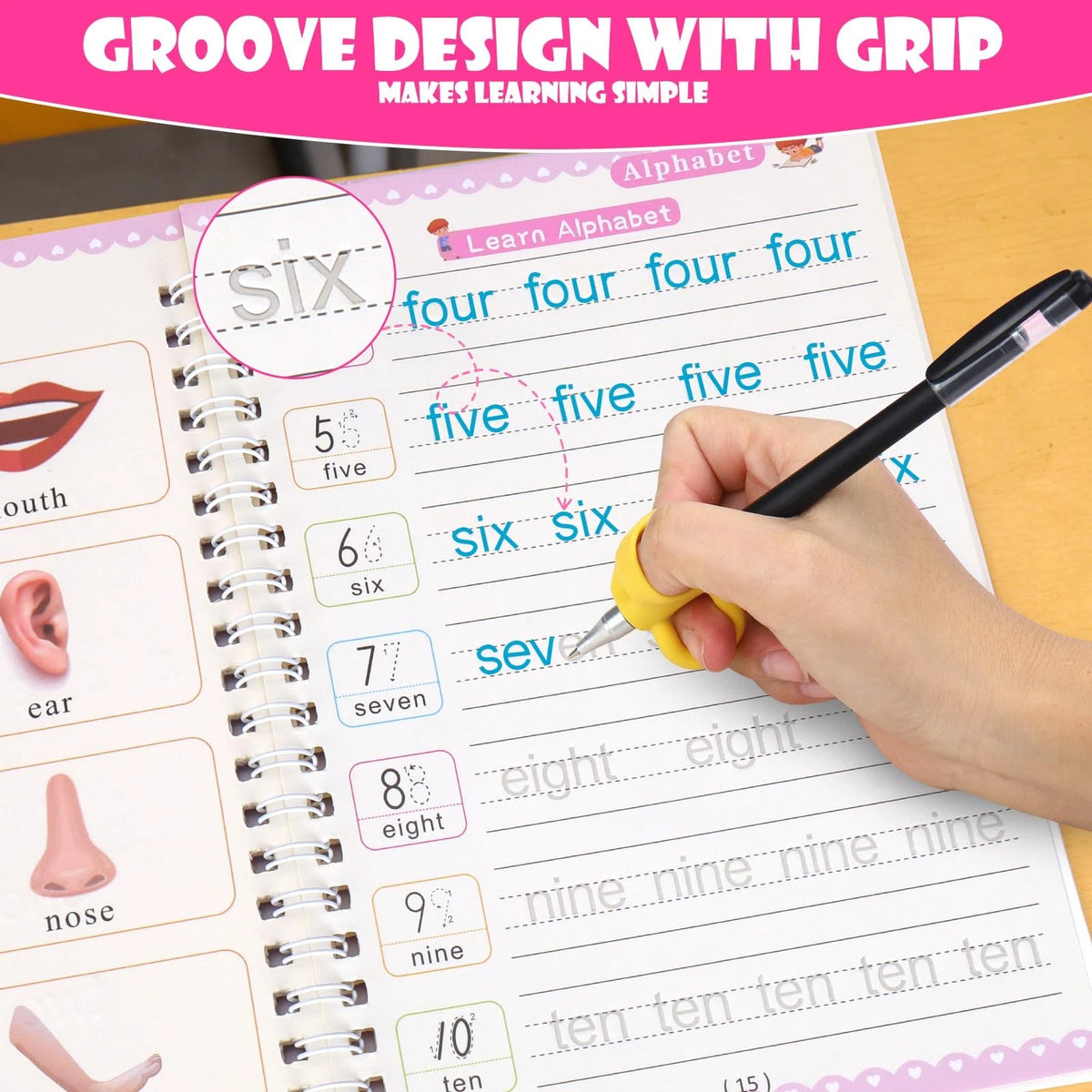 6 Pack Writing Practice Books for Kids, Reusable Handwriting Tools