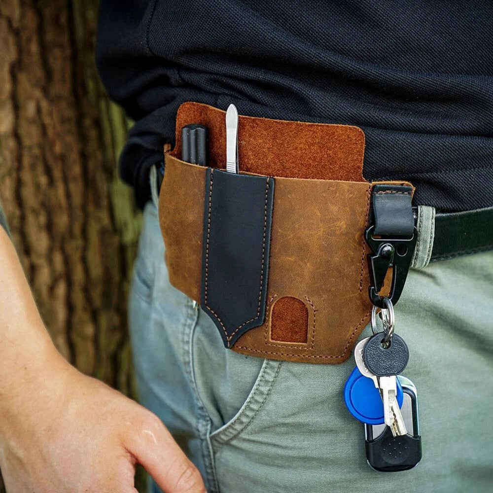 Leather EDC Pocket Organizer Sheath for Multitool
