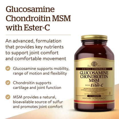 Solgar Extra Strength Glucosamine Chondroitin 180 Count for Joint Support
