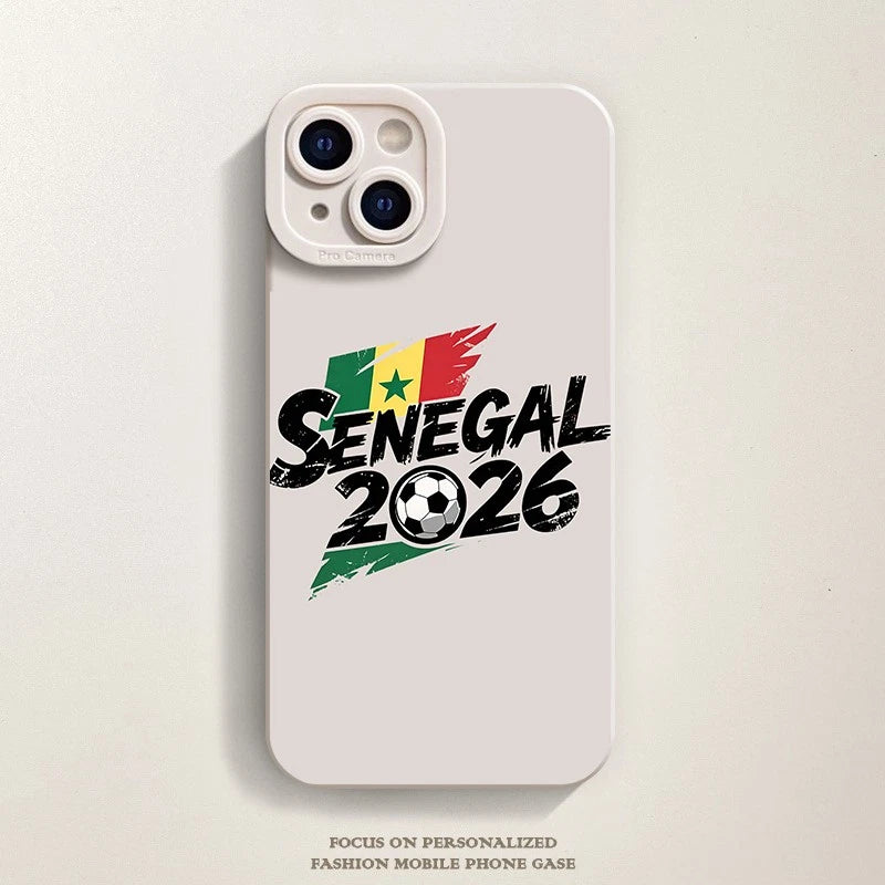 Shockproof Phone Case for iPhone 11 to 17 Pro Max (2026 Football, Senegal Flag)