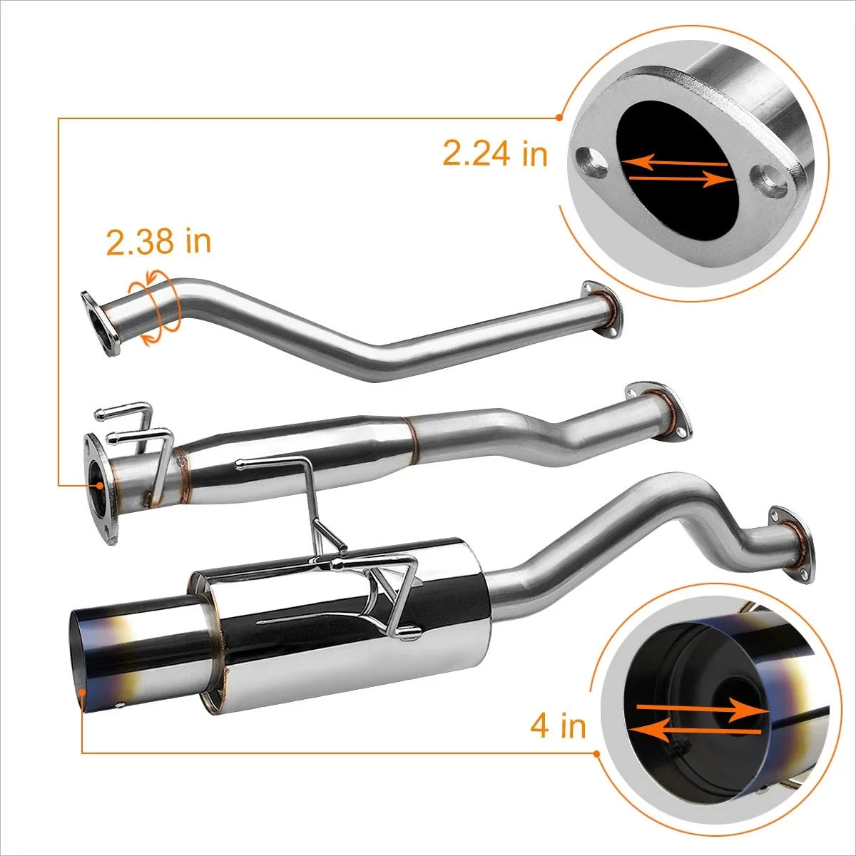 4" Burnt Tip Catback Exhaust System for Acura RSX DC5 (2002–2006)