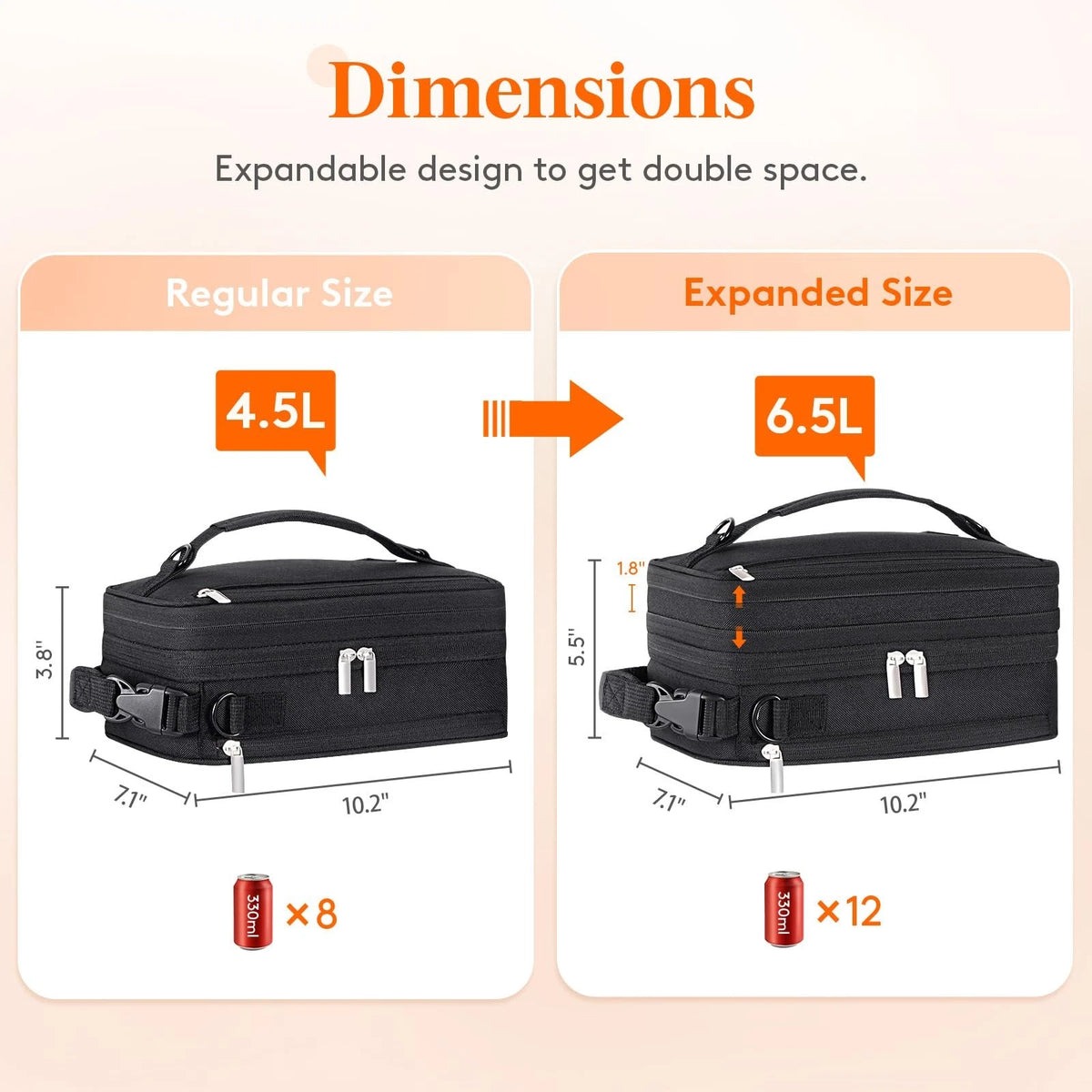 Expandable Lunch Box for Lifewit (10.23" x 7.08" x 3.8")