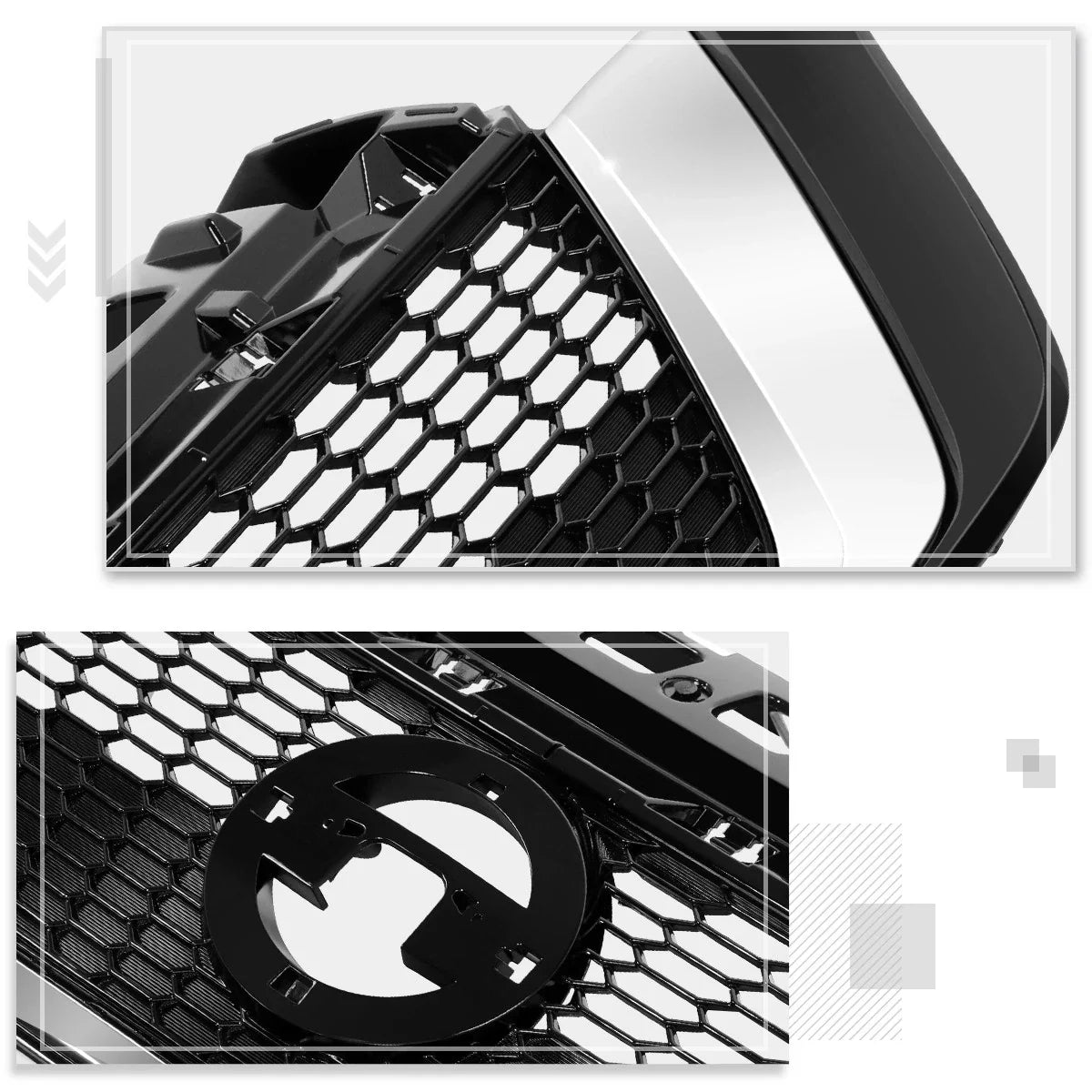 Honeycomb Mesh Grille for Nissan Versa Note (2017–2019) w/Badge Slot, Chrome Moulding