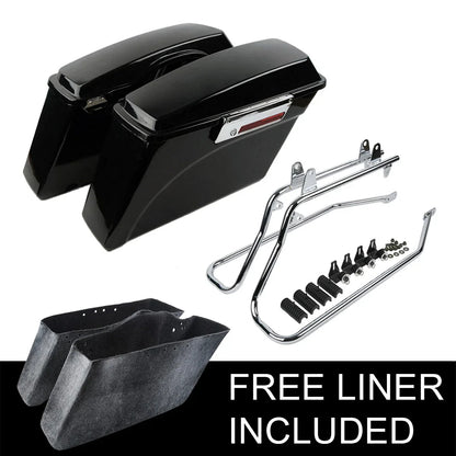 Saddle Bags & Chrome Conversion Brackets for Harley Softail