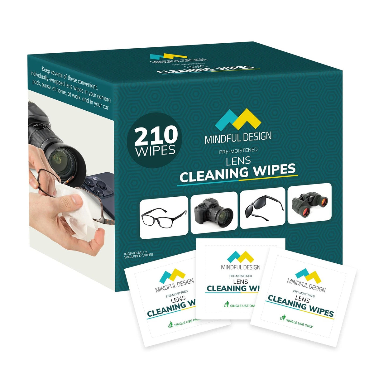 Lens Cleaning Wipes for Mindful Design (Pack of 210)