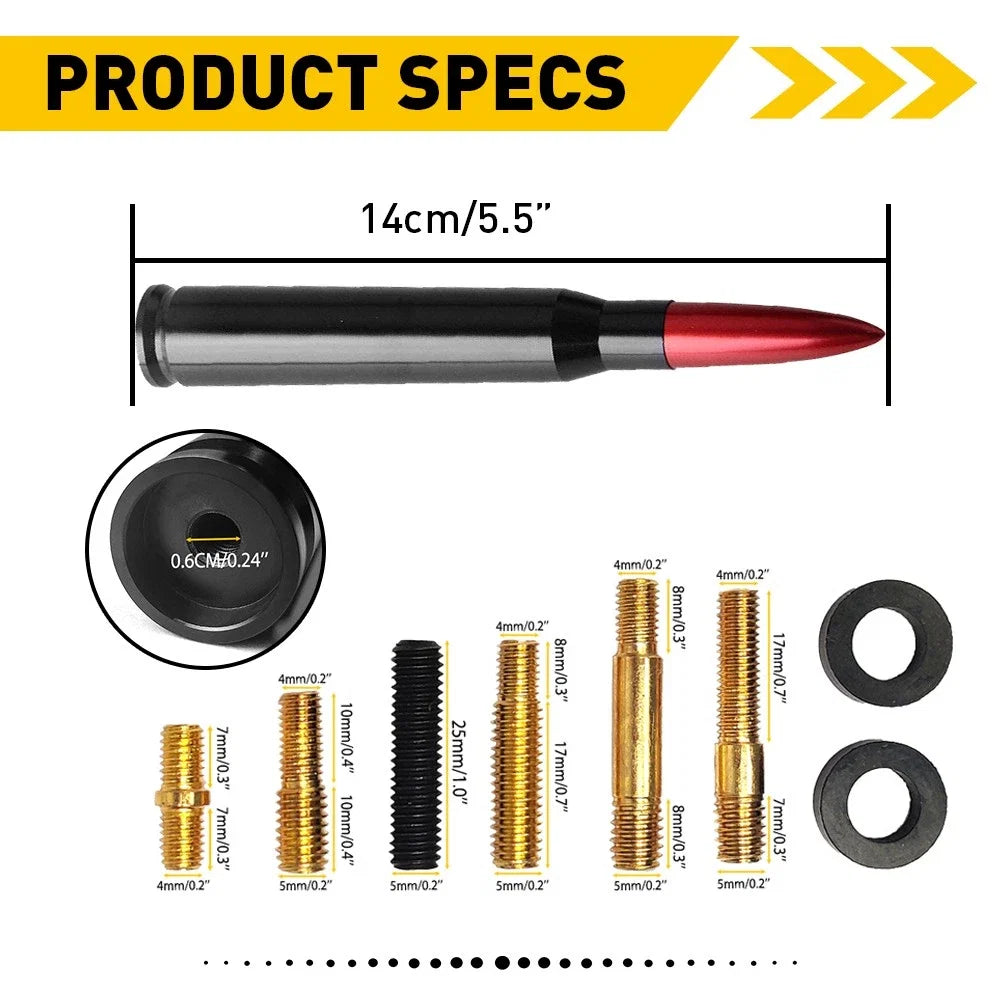 Red Bullet Antenna 50 Cal for Chevrolet Silverado 1500/2500/3500, GMC Sierra