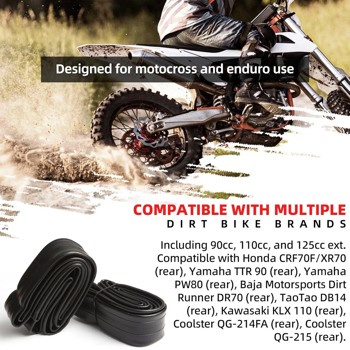 2X 80/100-12 Dirt Bike Inner Tubes for (No Specific Years)
