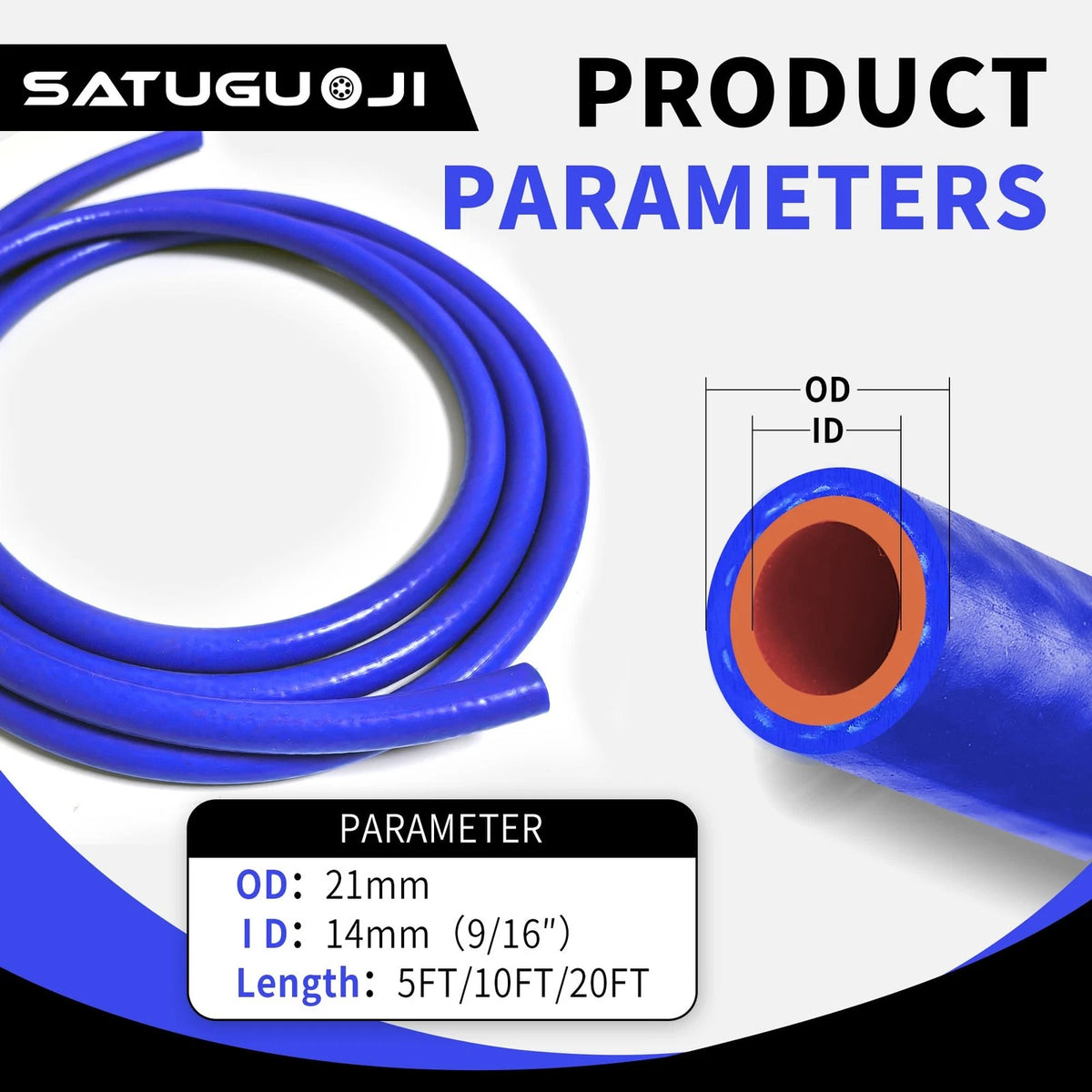 20FT 9/16" Silicone Heater Hose Coolant Radiator Tubing with 5 Clamps