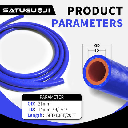 20FT 9/16" Silicone Heater Hose Coolant Radiator Tubing with 5 Clamps