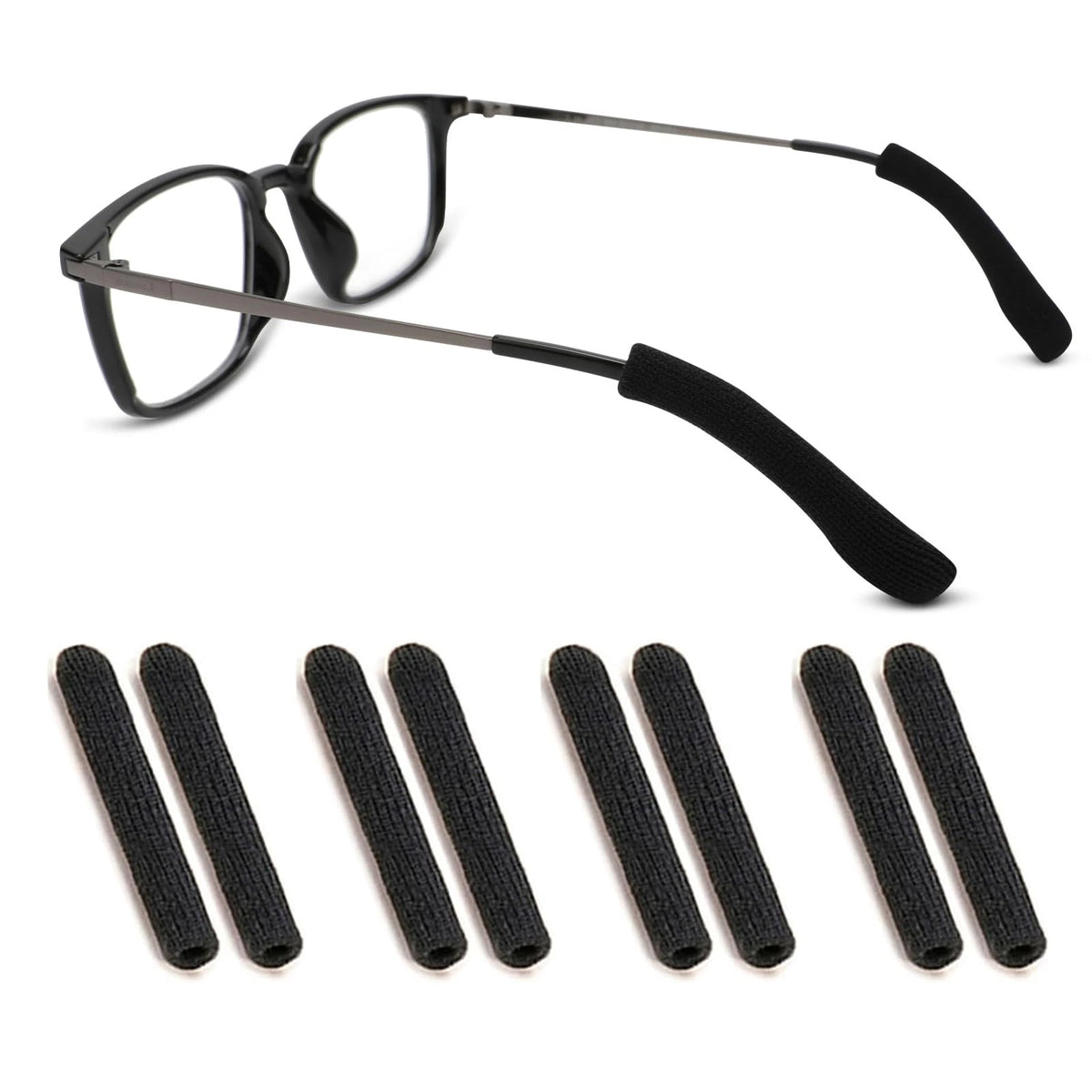 4 Pairs Ear Grippers for Glasses - Soft Cotton Non-Slip Temple Tips