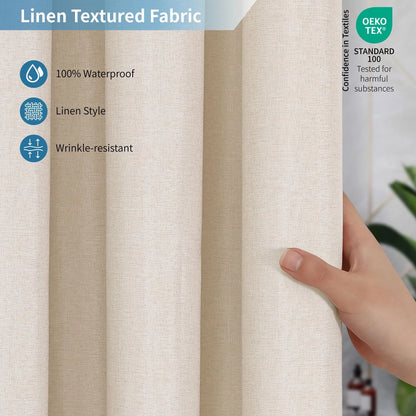 2X Waterproof Fabric Shower Curtain for 72"W x 72"L (Pack of 1), Cream