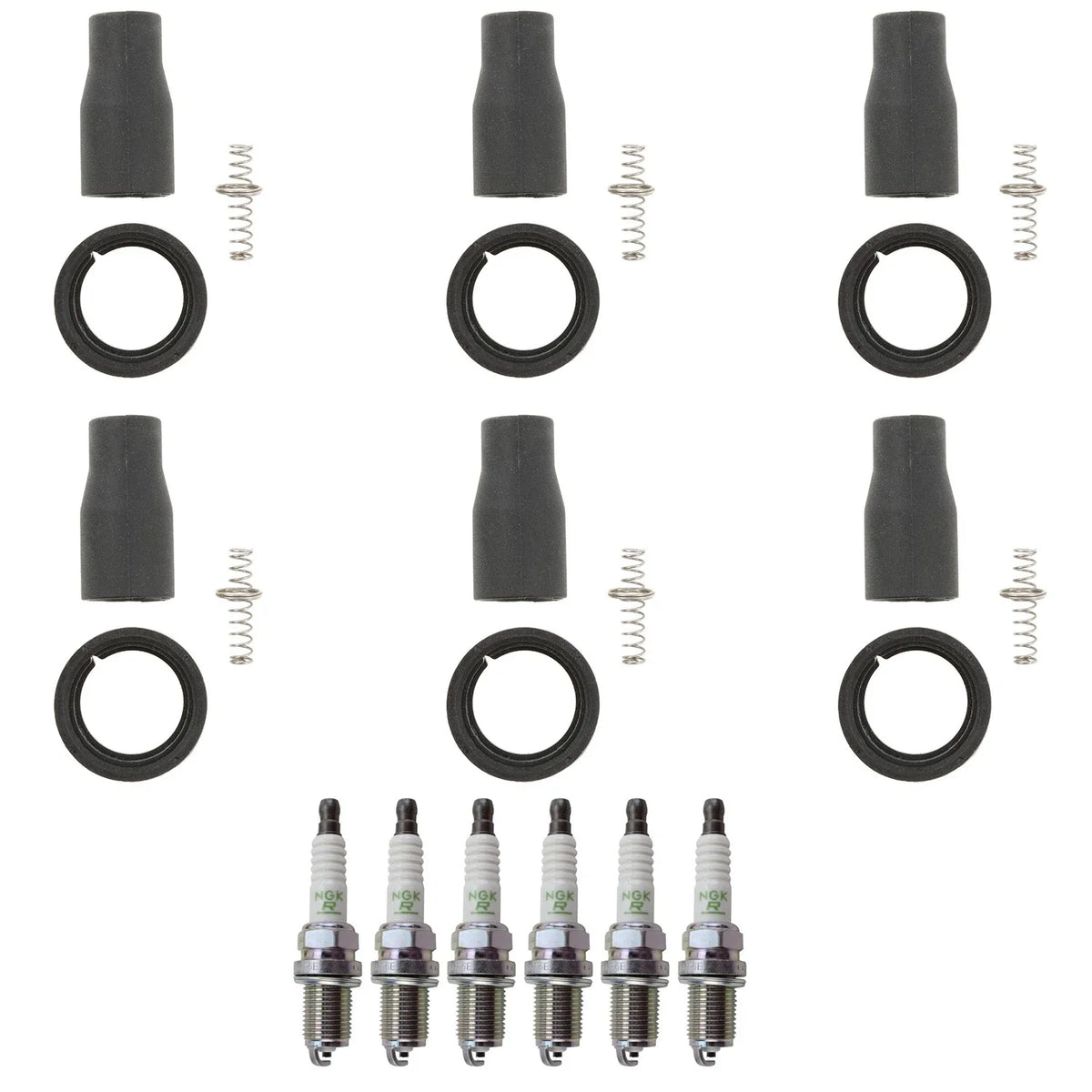 Set of 6 NGK V-Power Spark Plugs & Coil Boots for Kia Amanti (2007–2009)