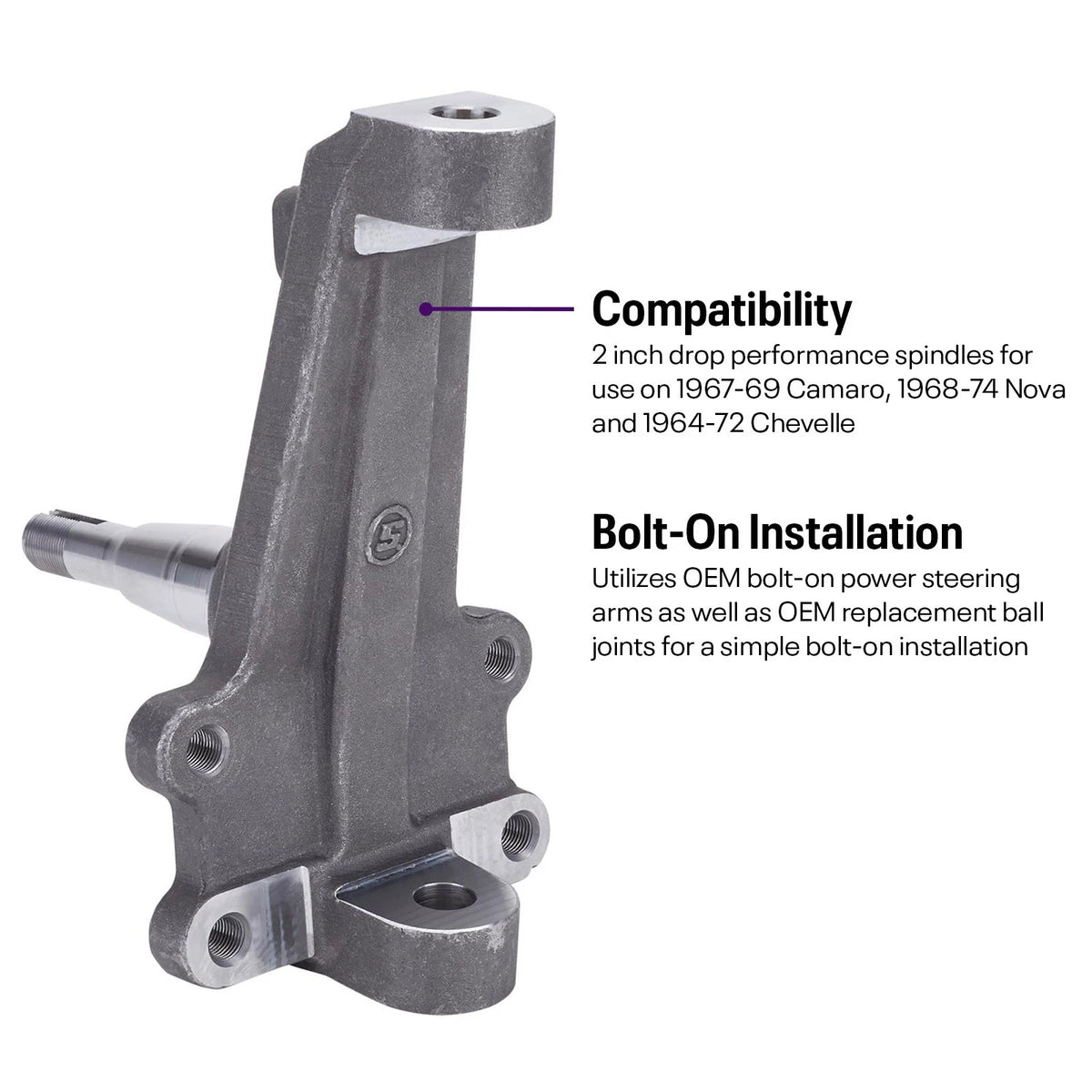 2 Inch Drop Performance Spindles for GM A/F/X-Body Muscle Car (91035000)