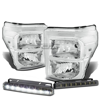 Chrome Housing Head + Bumper + Signal + Smoked LED Fog Light Kit for Ford Super Duty (2011–2016)