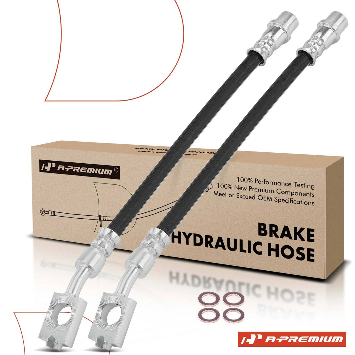 2X Rear Outer Brake Hydraulic Hose for Audi A4 (1996–2001) H620214, 8D0611775J, 8D0611775F, 8D0611775G, 2202435