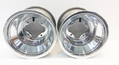 Pair of DWT Polished A5 Rolled Lip Rear Wheels Rims 9x8 4/110 for TRX 250R 450R