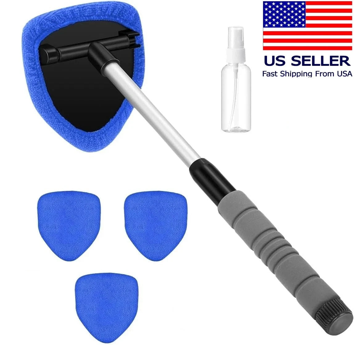 Windshield Cleaning Tool Kit for Cars - Extendable Wiper Cleaner Brush Pad