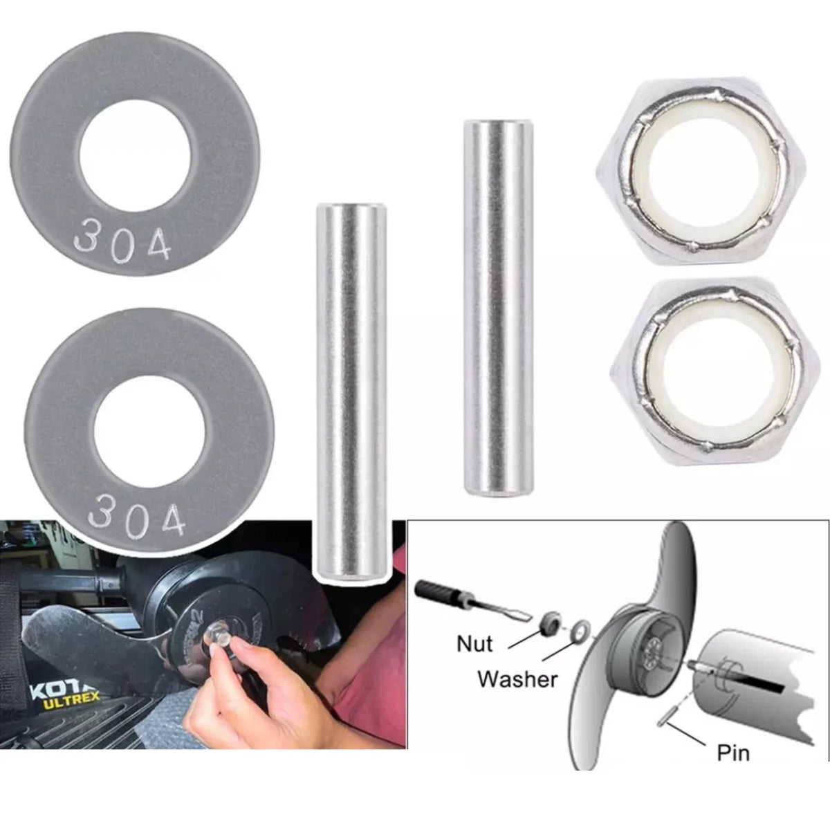 Prop Nut Kit for Minn Kota MKP-33 MKP-34 MKP-38 (1865019)