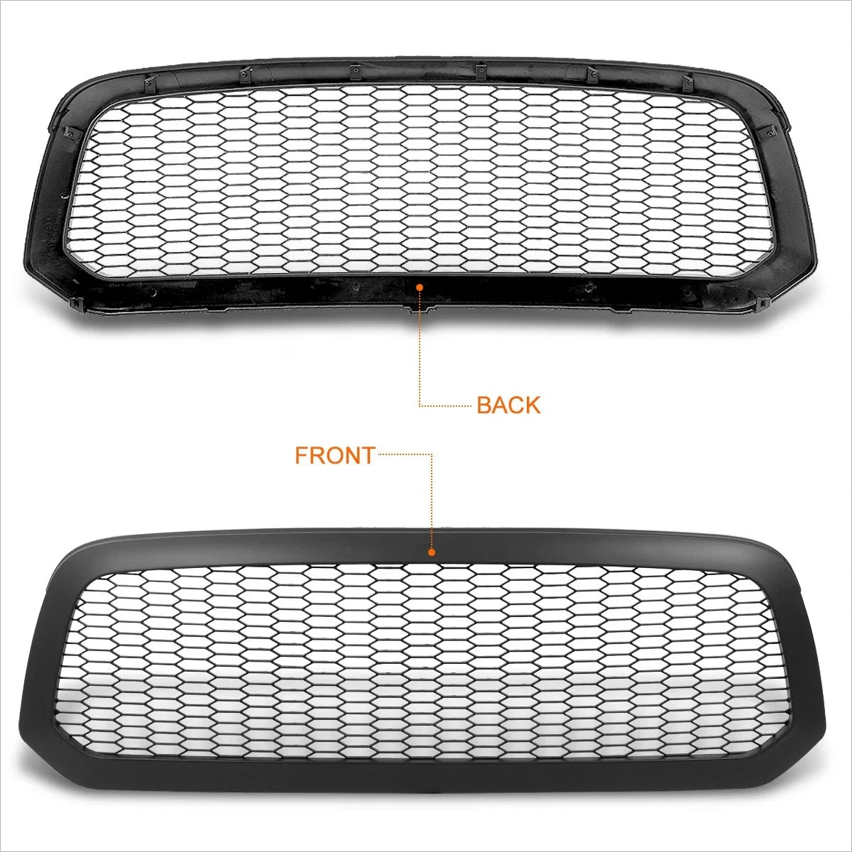 Matte Honeycomb Mesh Front Bumper Hood Grille for Ram 1500 (2013–2020)