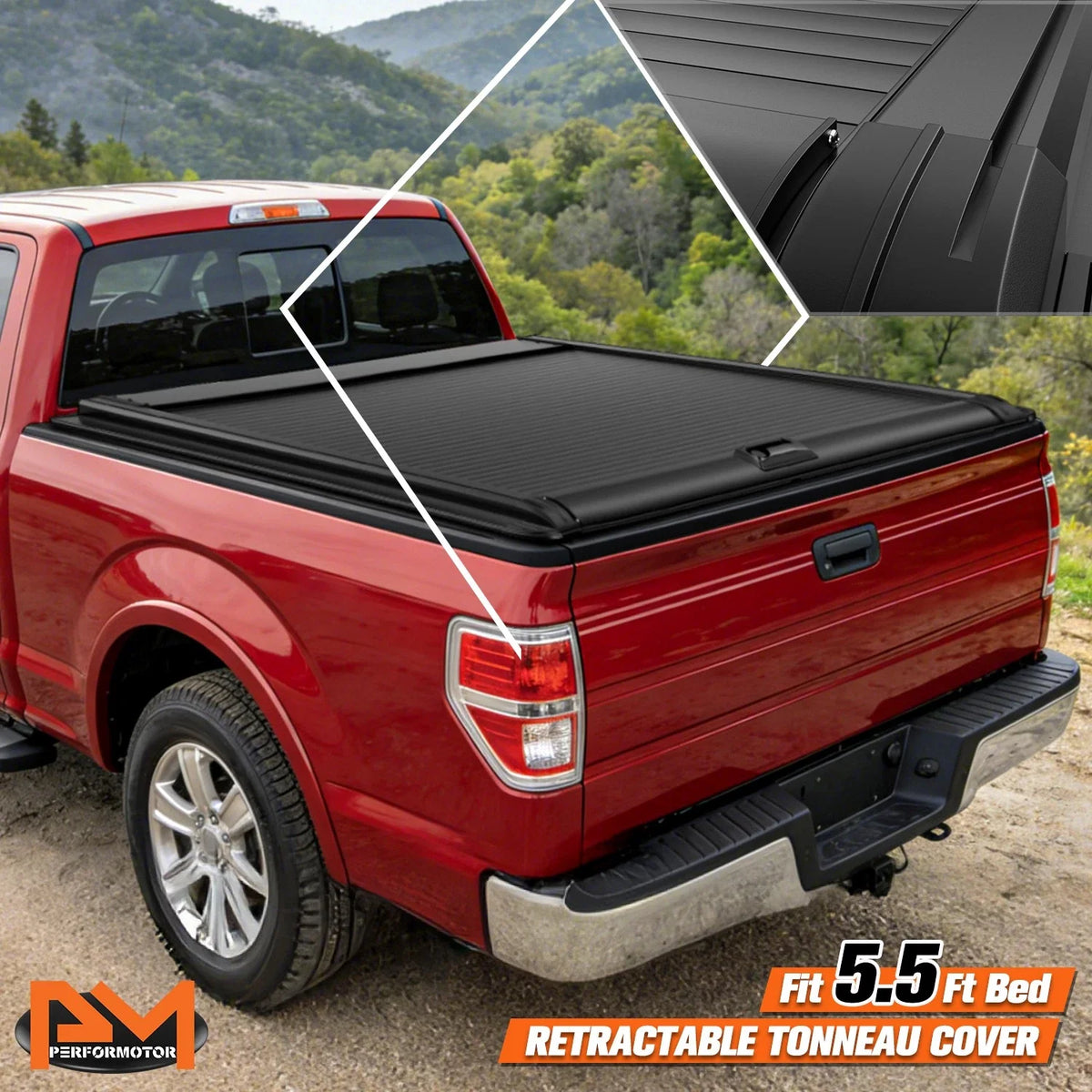 Retractable Tonneau Cover for Ford F-150 (2009–2026) w/Mounting Rails