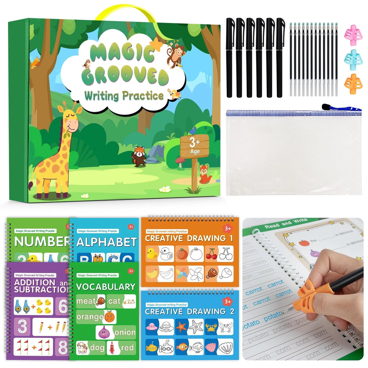 Set of 6 Reusable Writing Practice Books for Kids Ages 3–8