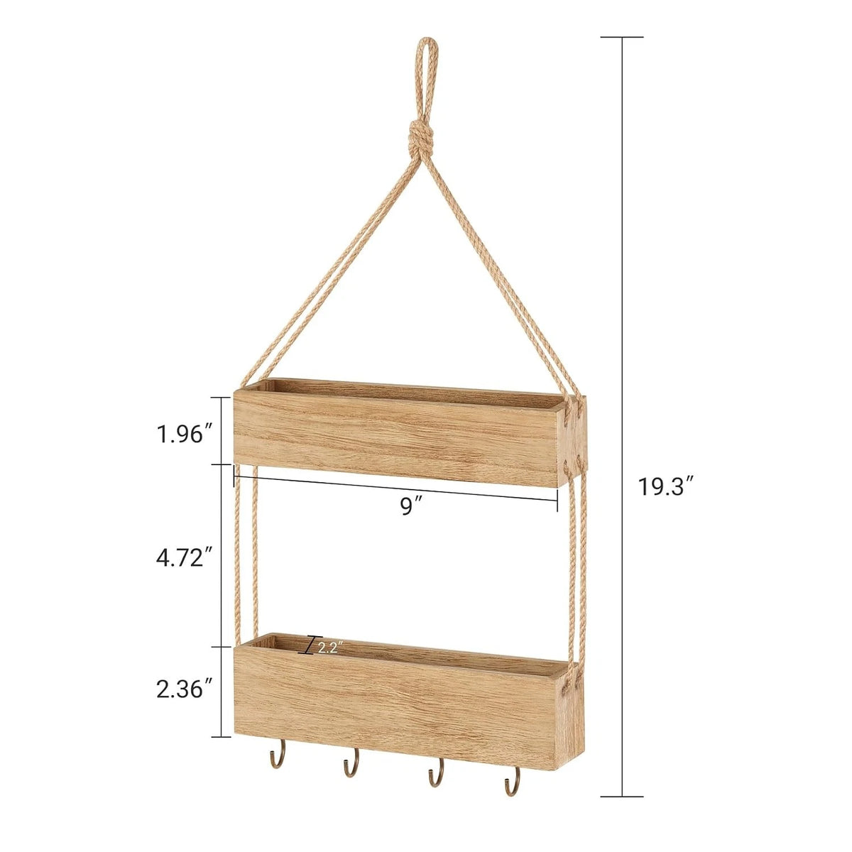 Macrame Wall Shelf Organizer with Hooks for Home Decor